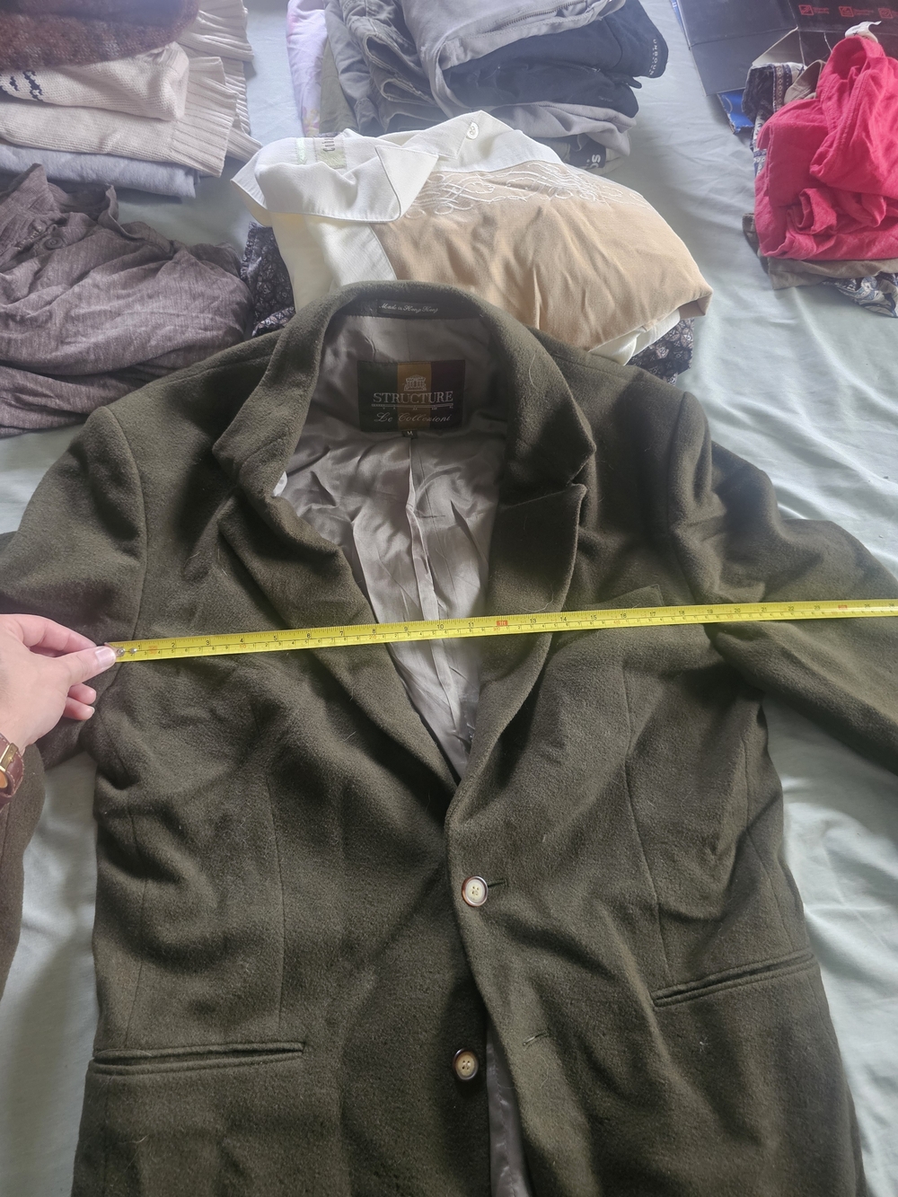 Structure Men's Olive Green Wool Blend Suit Coat